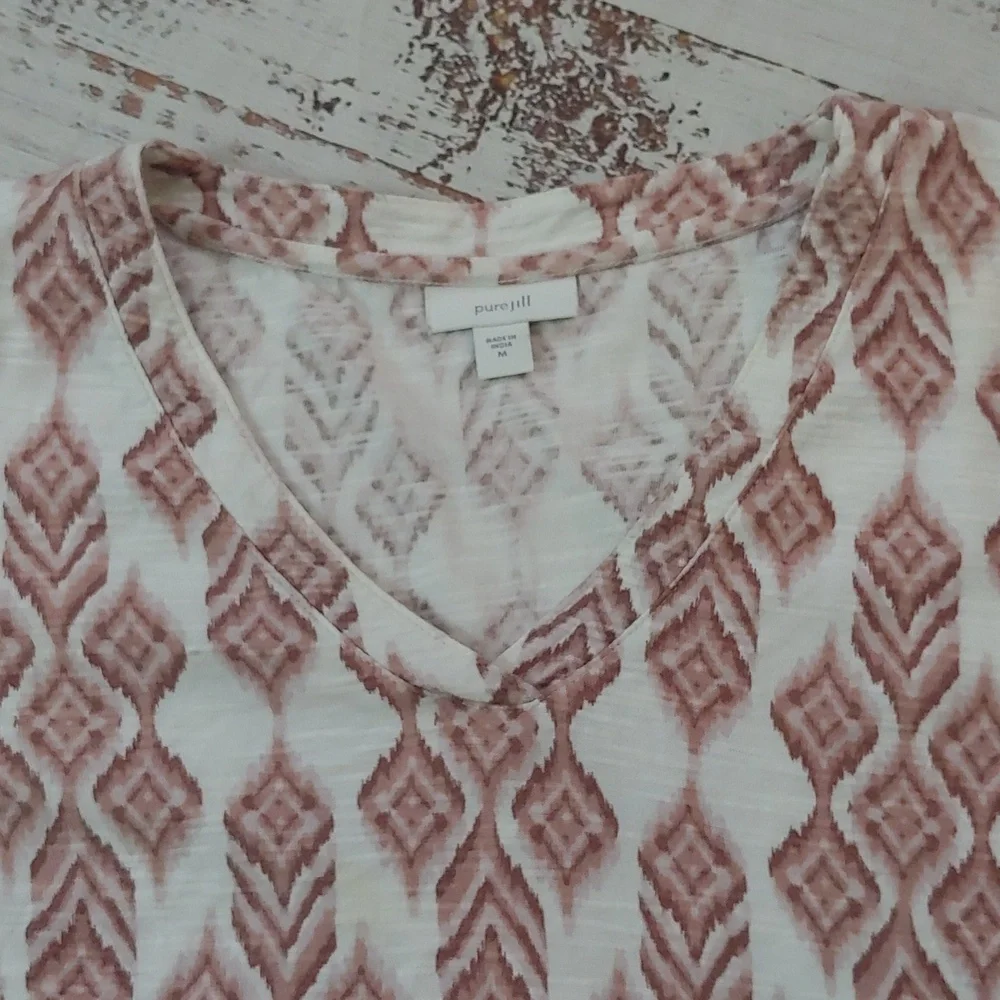 J. Jill Pink and White Cotton Patterned Blouse - Picture 2 of 8